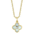 0.02Ct Diamond & 0.33Ct Mother Of Pearl 14K Yellow Gold Clover Necklace