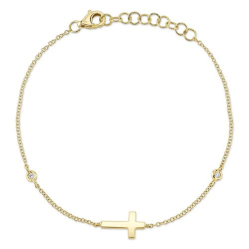 14K Yellow Gold Cross Bracelet itemprop=