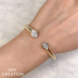 14K Yellow And White Gold Diamond Bangle