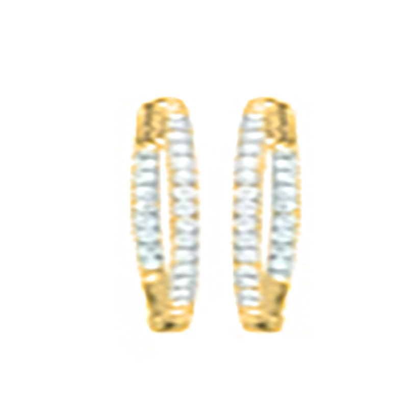 14K Yellow Gold 1/2CTW Diamond Hoop Earrings