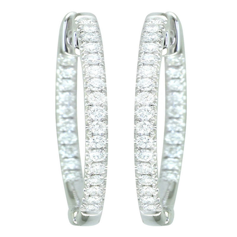 18K White Gold 1/2CTW Inout Hoop Earrings