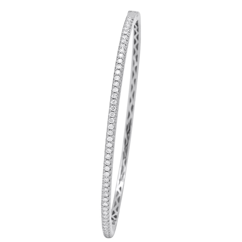 18K White Gold .63D Diamond Banglee Bracelet