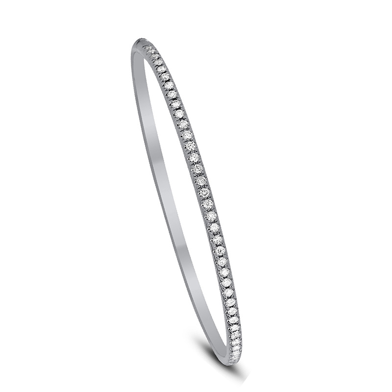 18K White Gold 1CTW Diamond Bangle Bracelet