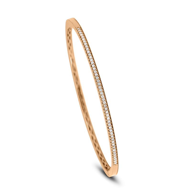 18K Rose Gold .35D 1/2Way Bracelet Bangle