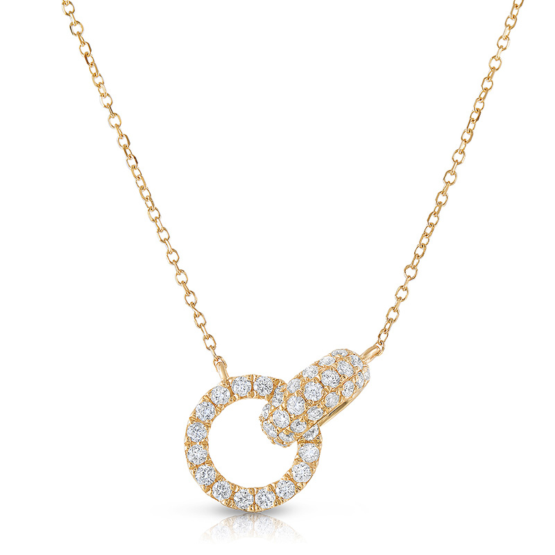 18K Two Tone .43D Dbl Ring Necklace