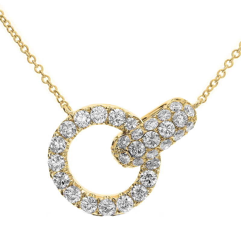 18K Yellow Gold 1CTW Pv Circle Dngl Necklace