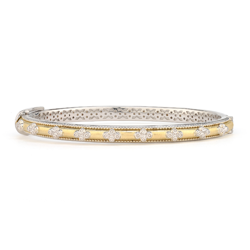 18K Yellow Gold and Sterling Silver Beaded Quad Bracelet