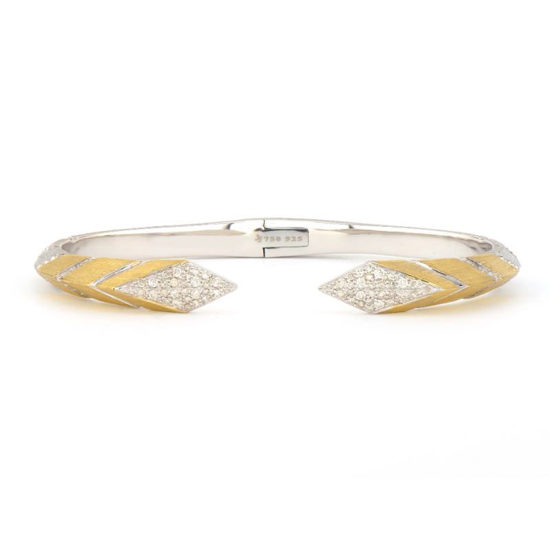 18K Yellow Gold and Sterling Silver .52D Pyramid Bracelet