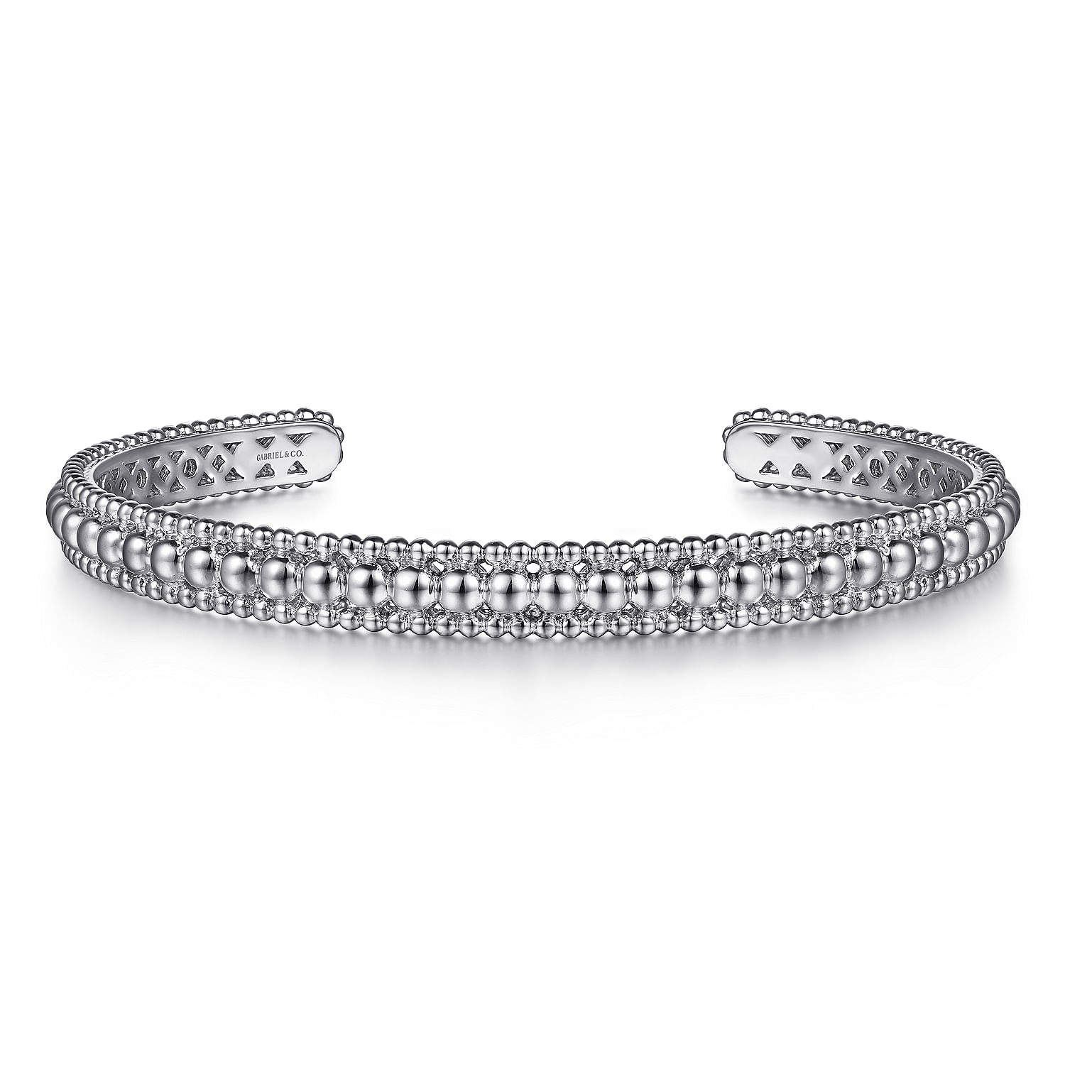 Sterling Silver Bujukan Beaded Open Bangle