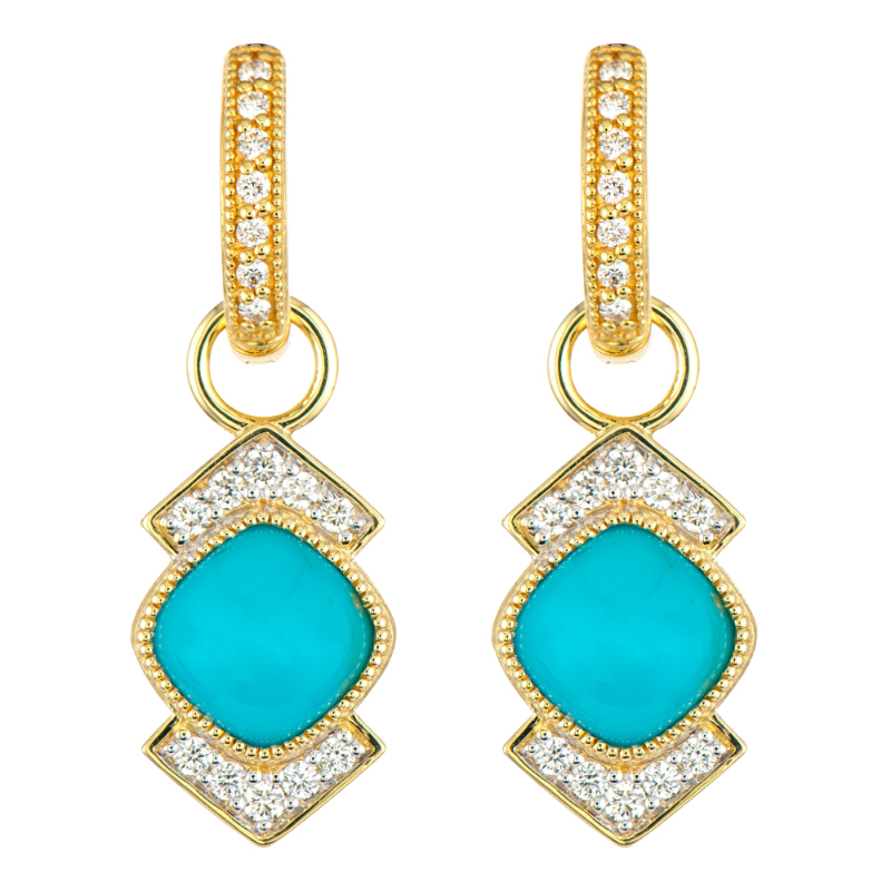 18K Yellow Gold Diamond Turquoise Ec