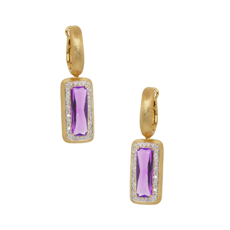 14K Yellow Gold .43D 3.86Amy Satin Earrings