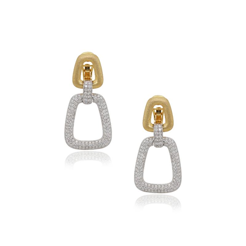 14K Two Tone 3.44Ctw Knocker Earrings