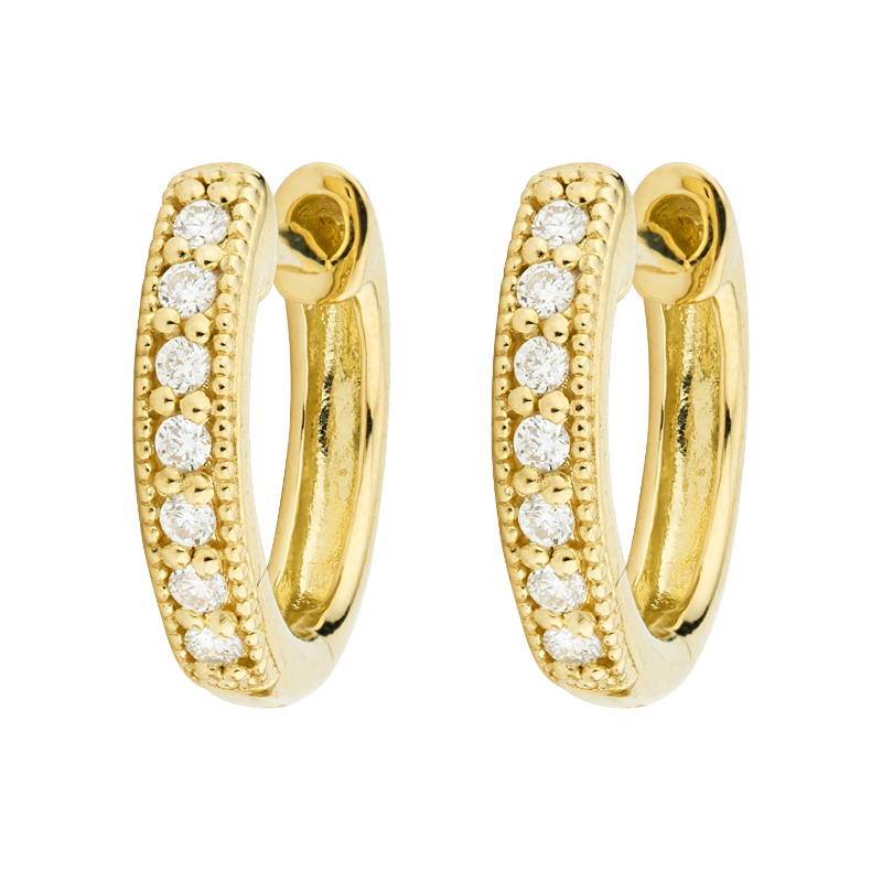 18K Yellow Gold .11D Mil Hug Hoop Earrings