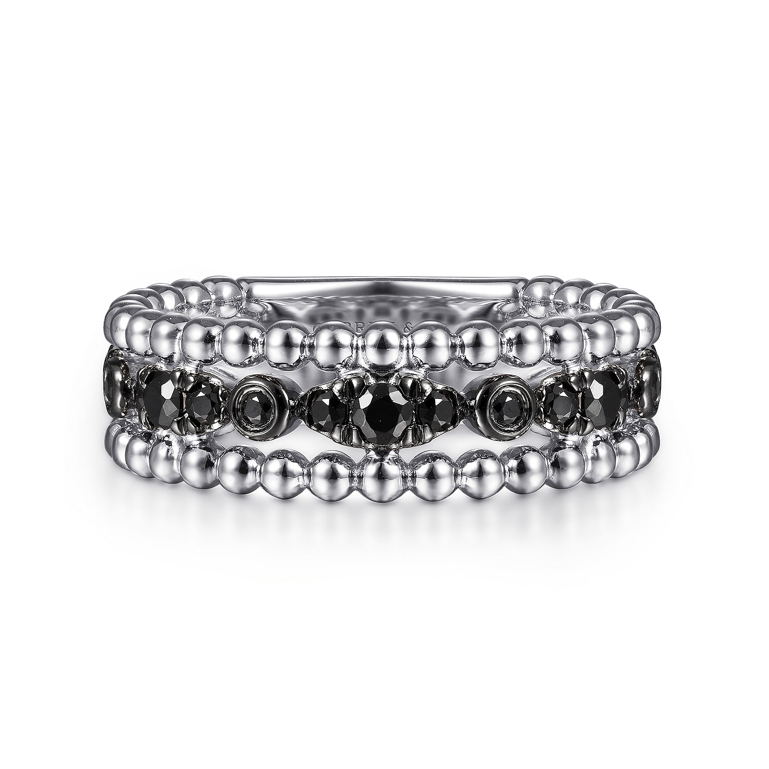 925 Sterling Silver Black Spinel Bujukan Easy Stackable Ladies Ring