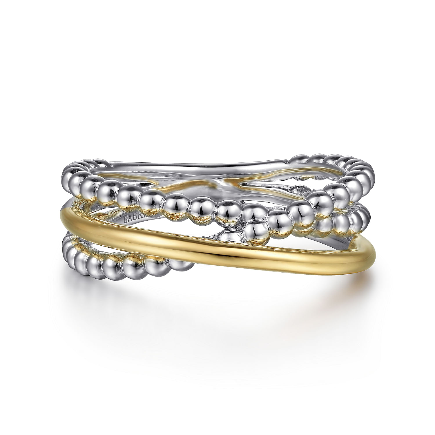 925 Sterling Silver and 14K Yellow Gold Criss-Cross Ring