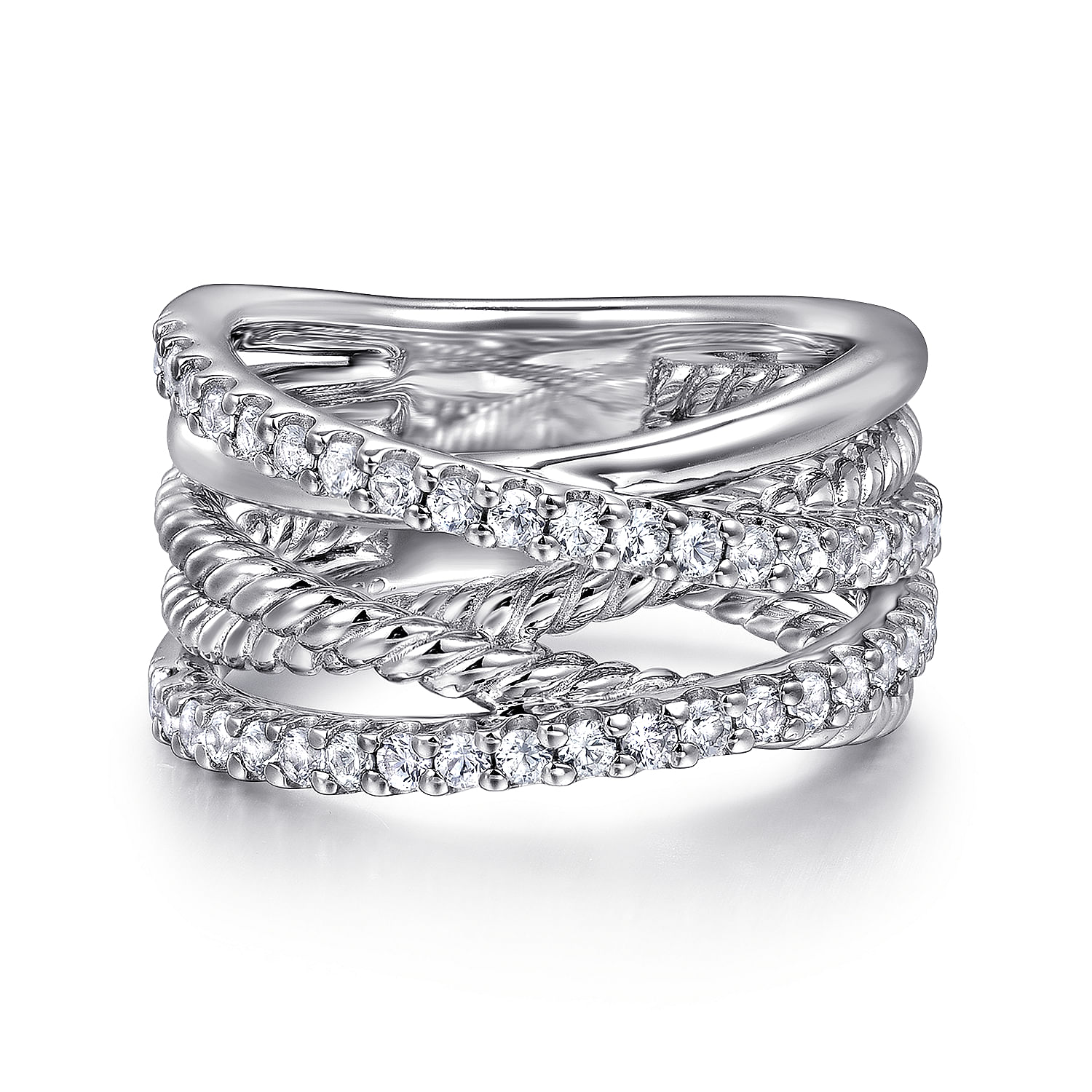 925 Sterling Silver White Sapphire Hampton Twisted Ladies Ring