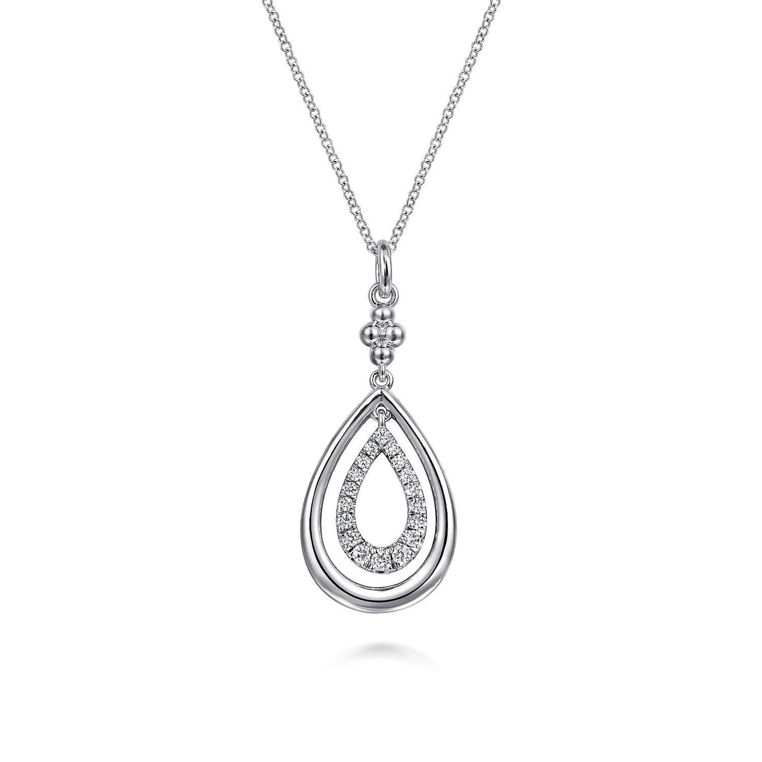 925 Sterling Silver White Sapphire Bujukan Teardrop Pendant Necklace