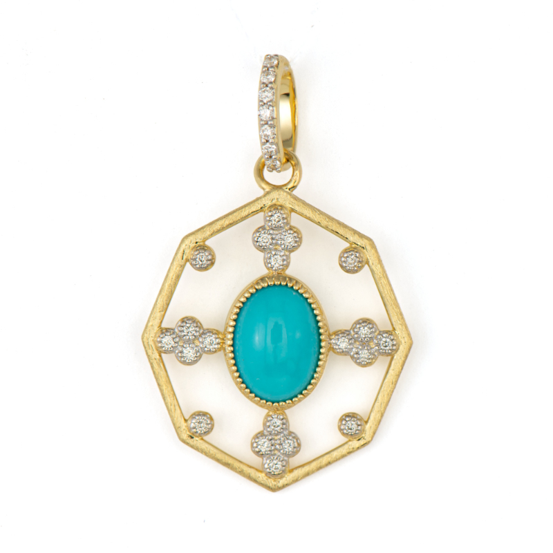 18K Yellow Gold Turquoise Diamond Pendant