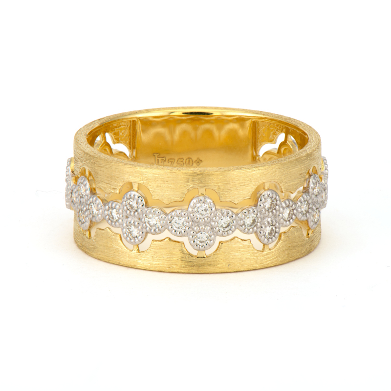 18K Yellow Gold Diamond Quad Band