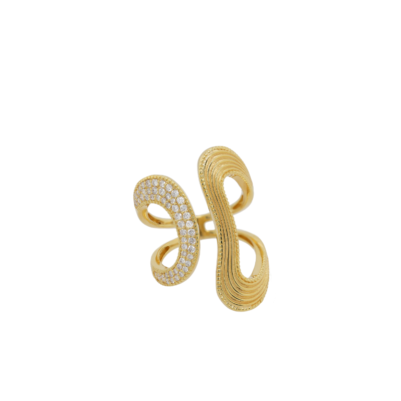 14K Yellow Gold .39D Open Wave Ring