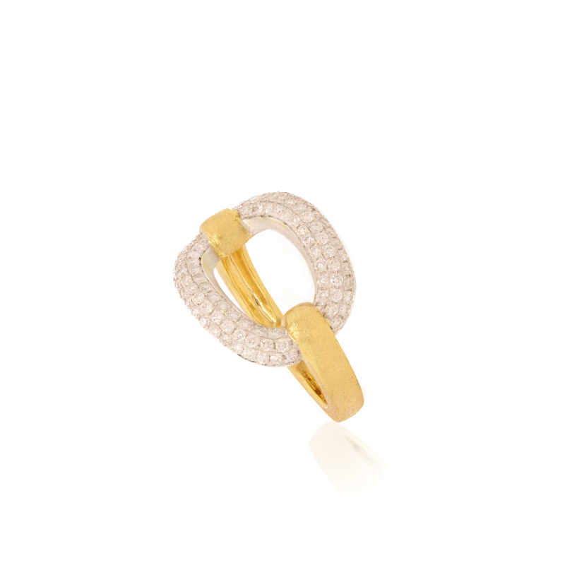 14K Two Tone .68D Oval Pave Ring