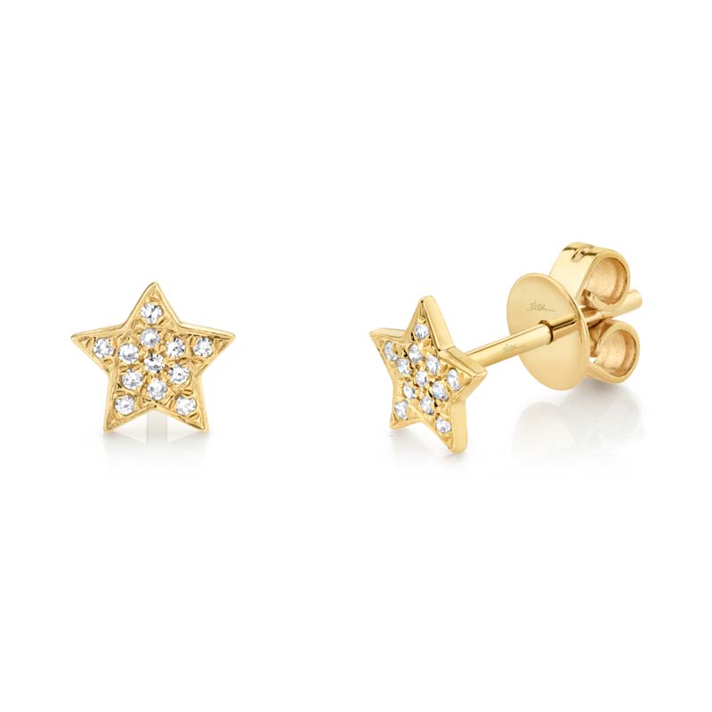 0.07Ct 14K Yellow Gold Diamond Star Stud Earring