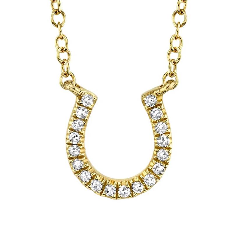 0.06Ct 14K Yellow Gold Diamond Horseshoe Necklace