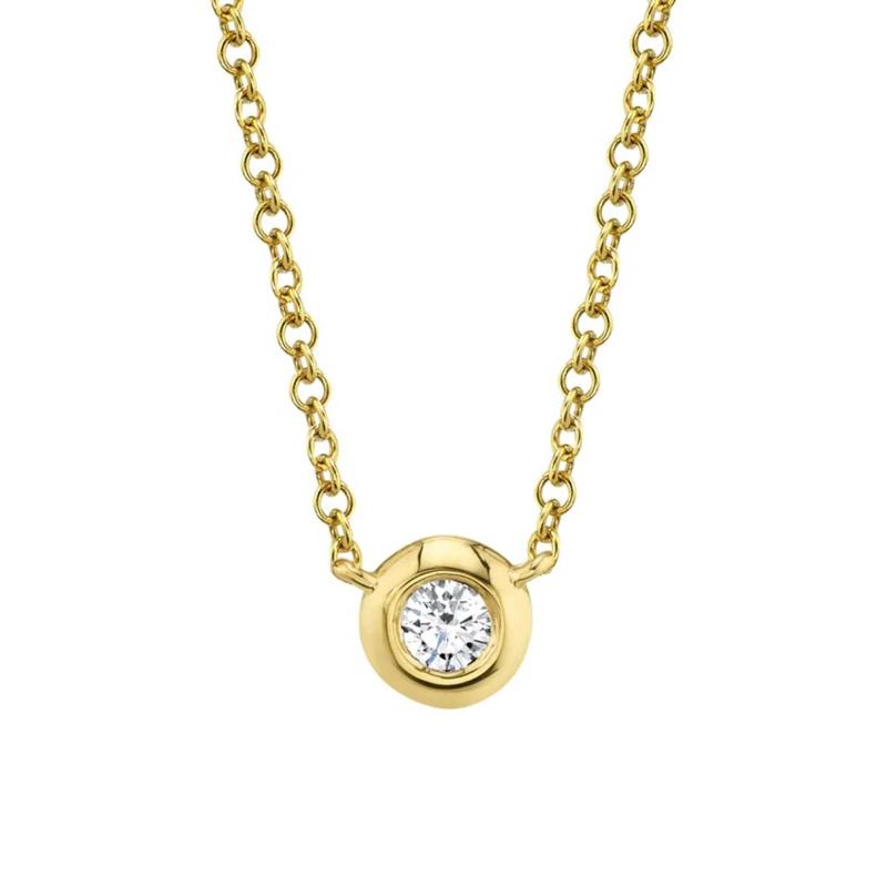 0.05Ct 14K Yellow Gold Diamond Bezel Necklace