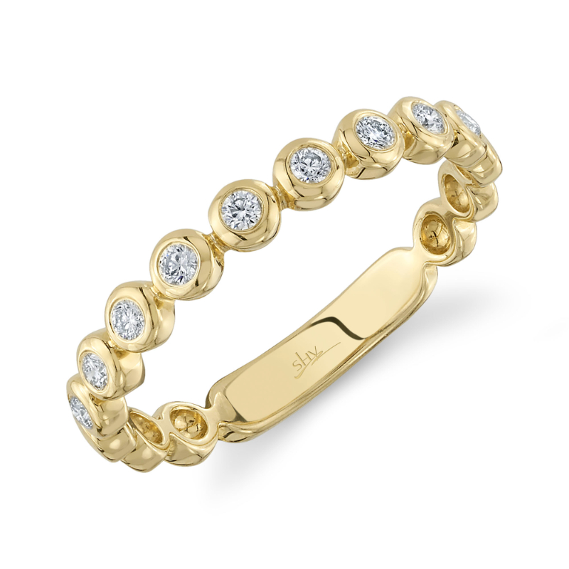 0.17Ct Yellow Gold Diamond Bezel Band